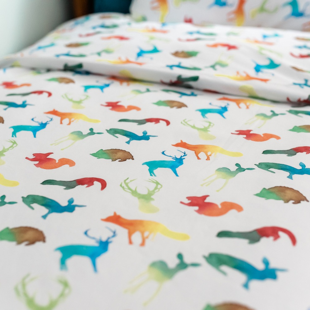 Colourful Animals Toddler Bed/Cotbed Duvet Cover and Pillow Case Set | The Gilded Bird | Toddler Duvet Sets | Buy Toddler Duvet Sets Online