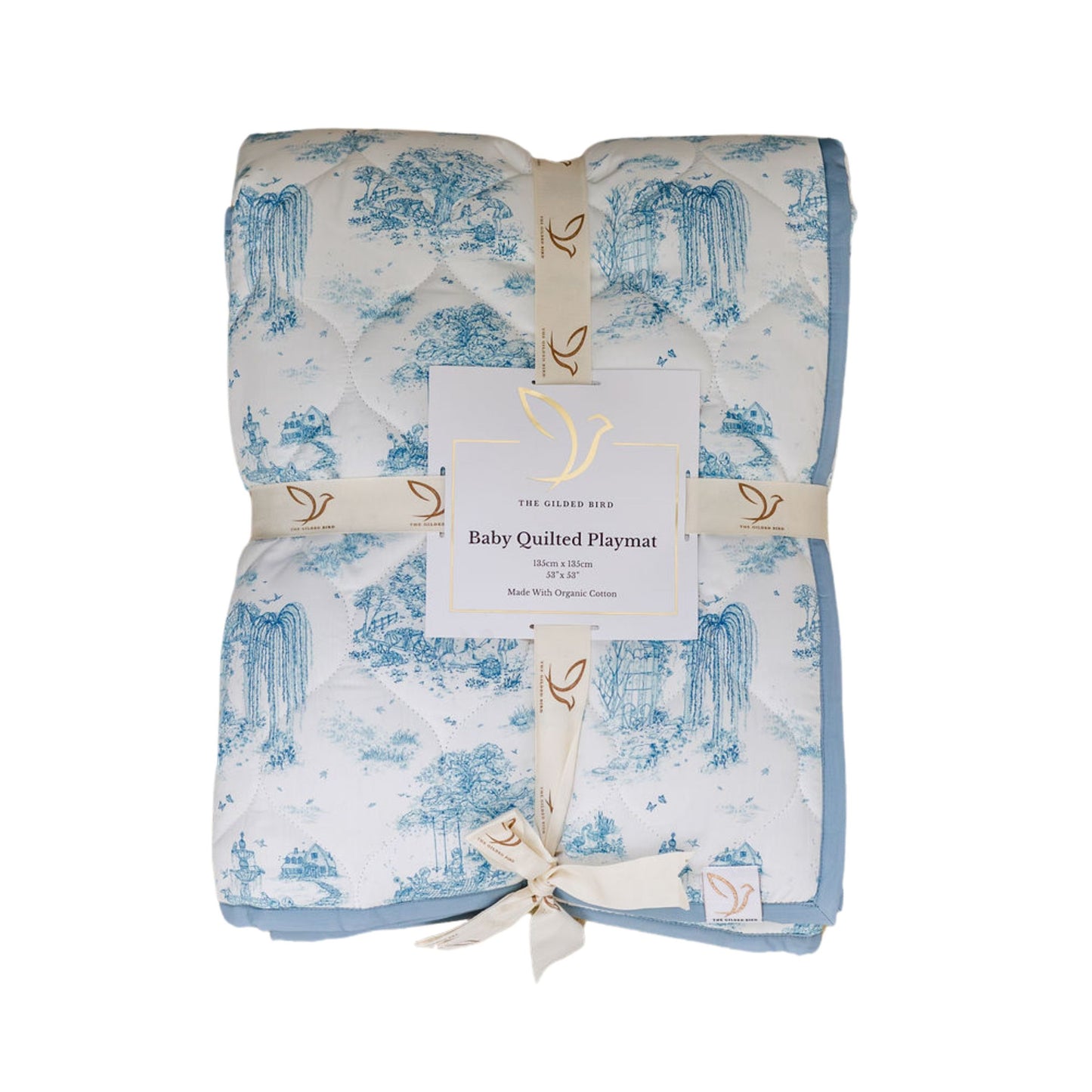 Spring Toile Spring Toile Blue Quilted Playmat - Organic Cotton Baby Playmat – The ...