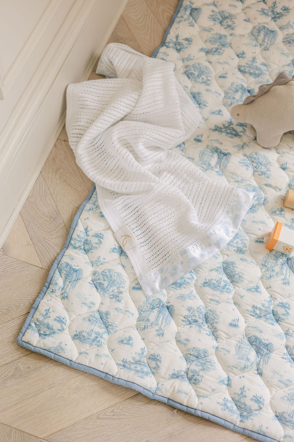 Spring Toile Blue Spring Toile Blue Quilted Playmat - Organic Cotton Baby Playmat – The ...