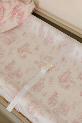 Spring Toile Pink Wipeable Contour Change Pad