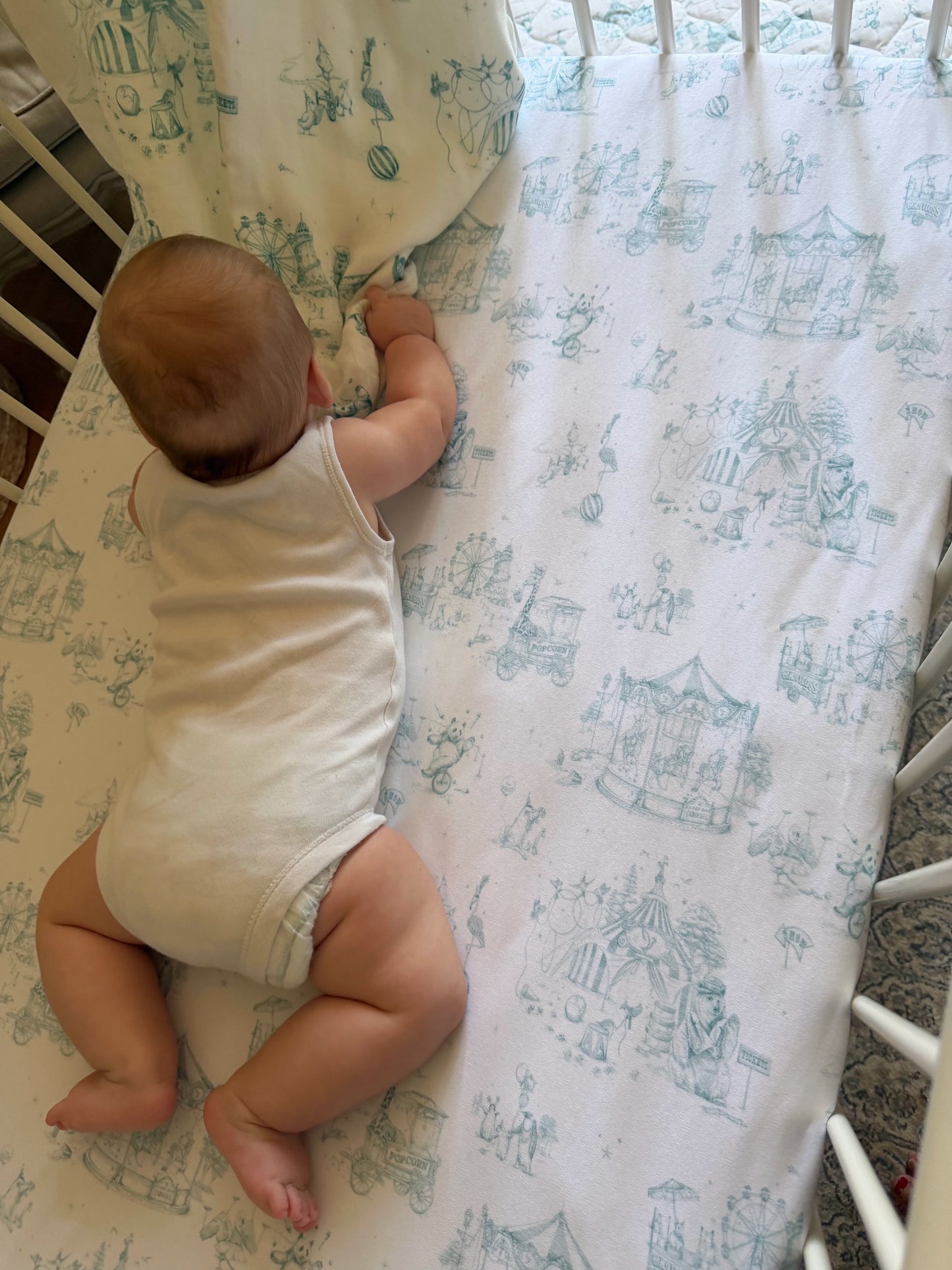 Circus Toile Fitted Crib Sheet
