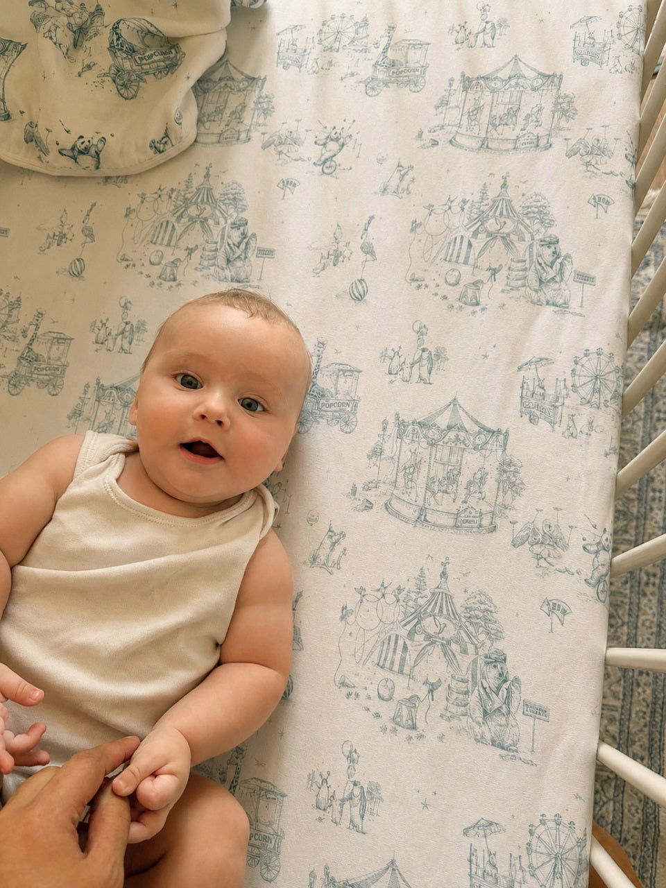 Circus Toile Fitted Crib Sheet