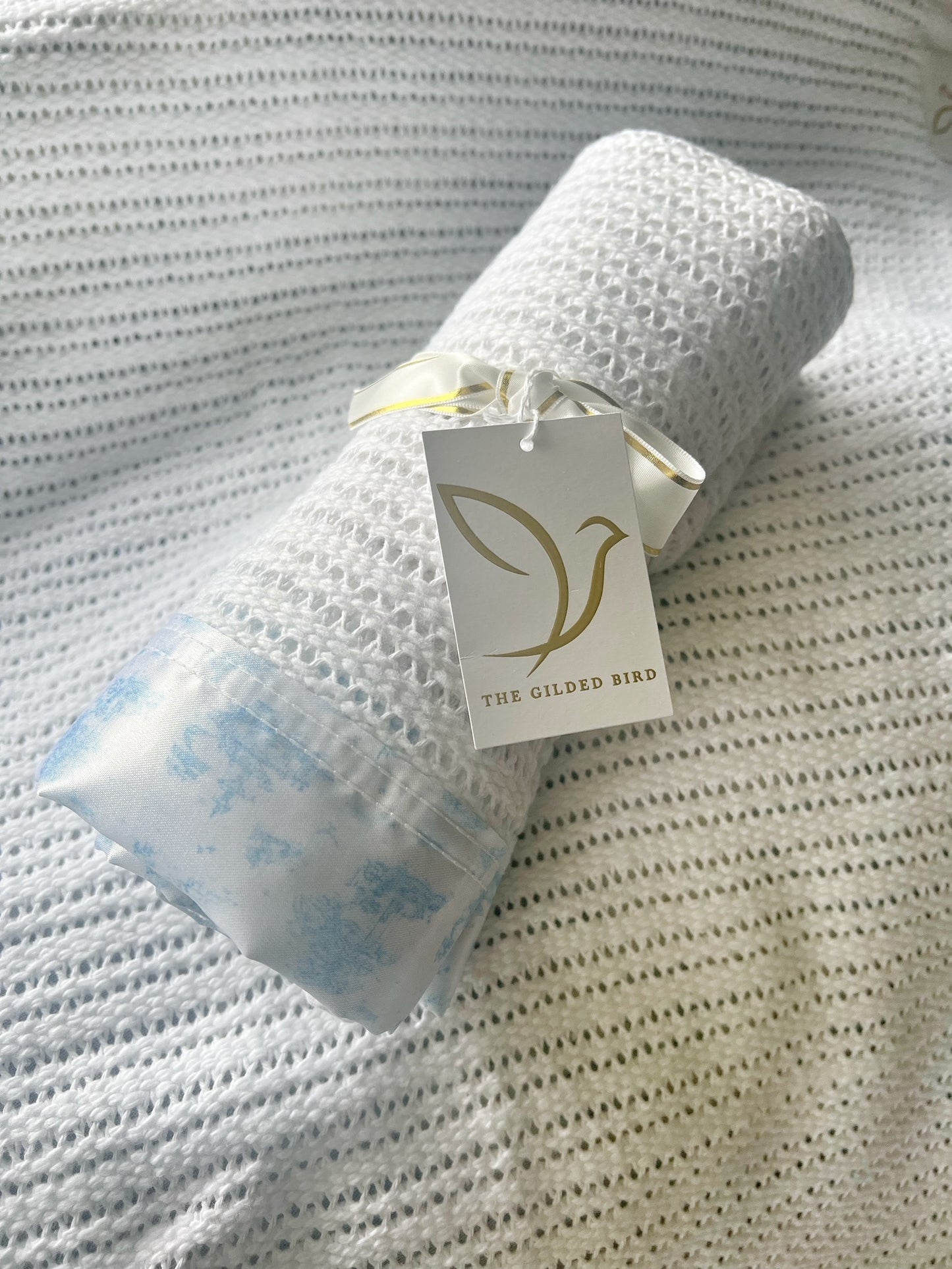 Cellular Baby Blanket - Spring Toile Blue