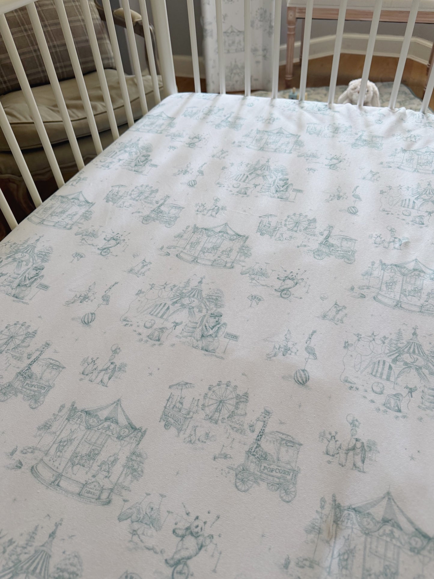 Circus Toile Fitted Crib Sheet