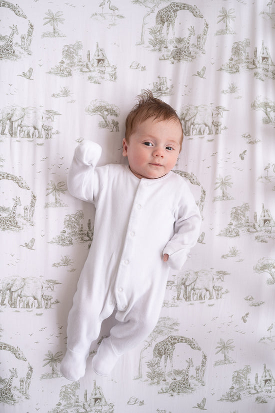 Load image into Gallery viewer, Safari Toile Fitted Crib Sheet
