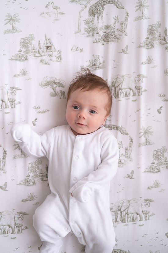 Load image into Gallery viewer, Safari Toile Fitted Crib Sheet
