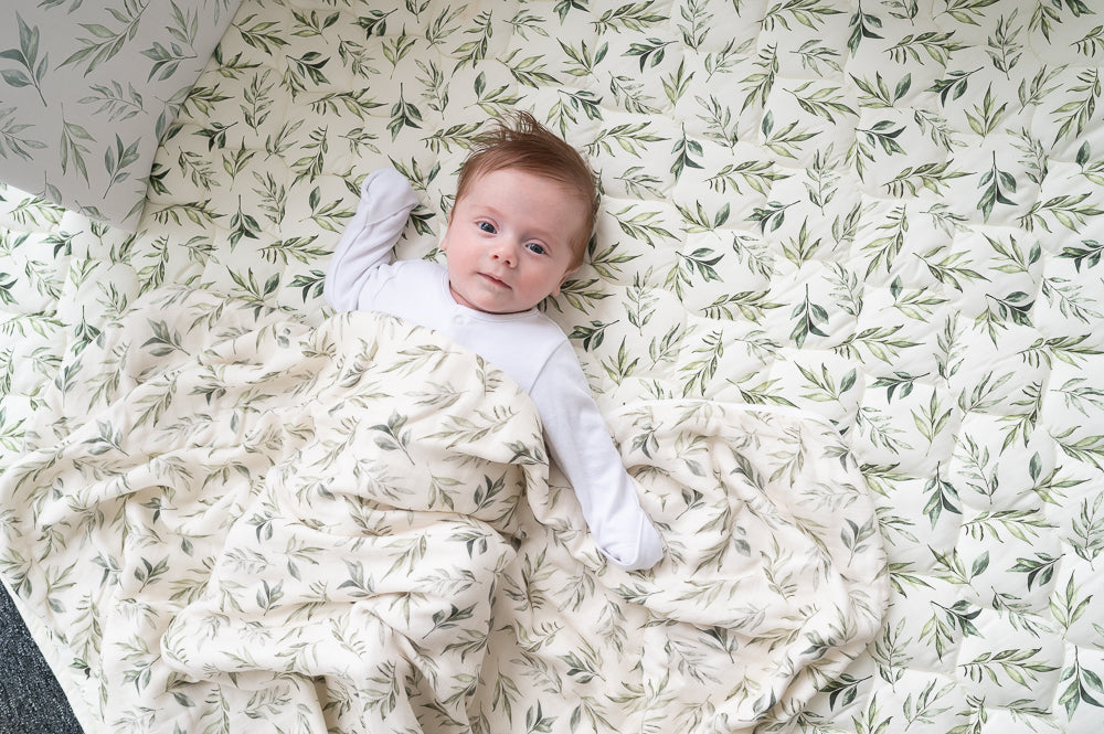 Load image into Gallery viewer, Linen Leaves Bamboo Baby Blanket
