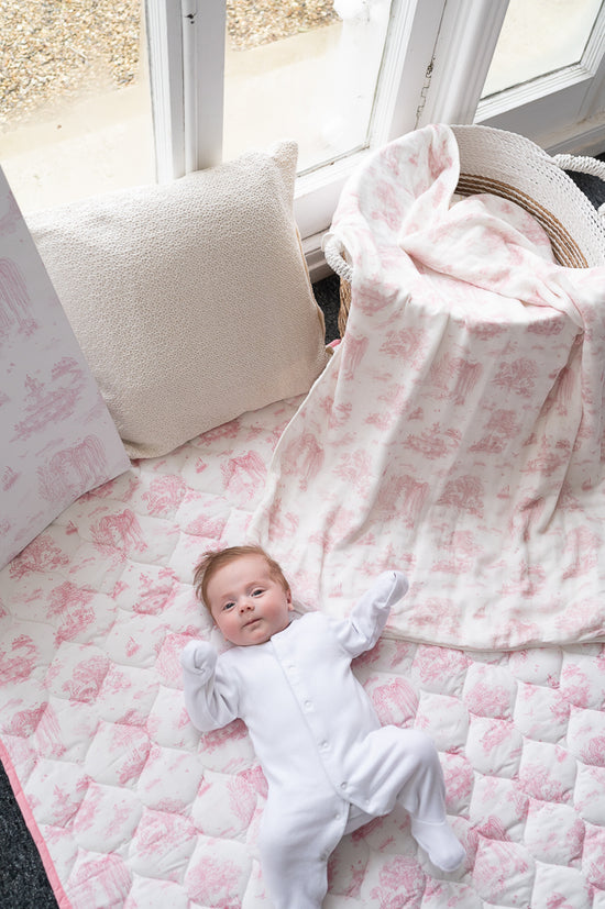 Spring Toile Pink Bamboo Baby Blanket