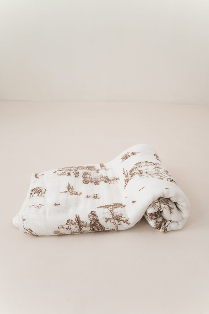 Western Toile Bamboo Baby Blanket