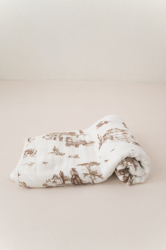 Western Toile Bamboo Baby Blanket