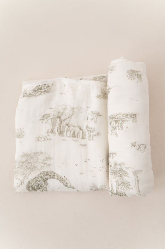 Safari Toile Bamboo Baby Blanket
