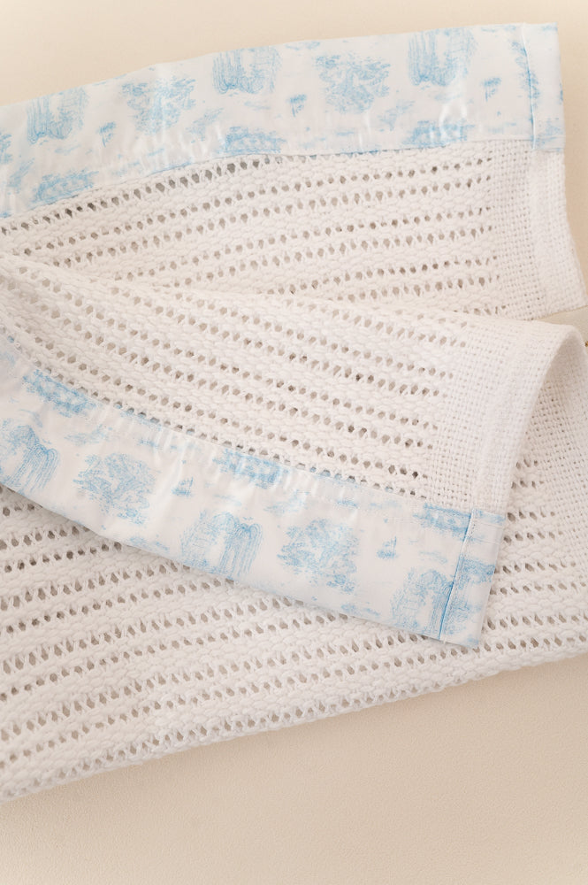 Cellular Baby Blanket - Spring Toile Blue