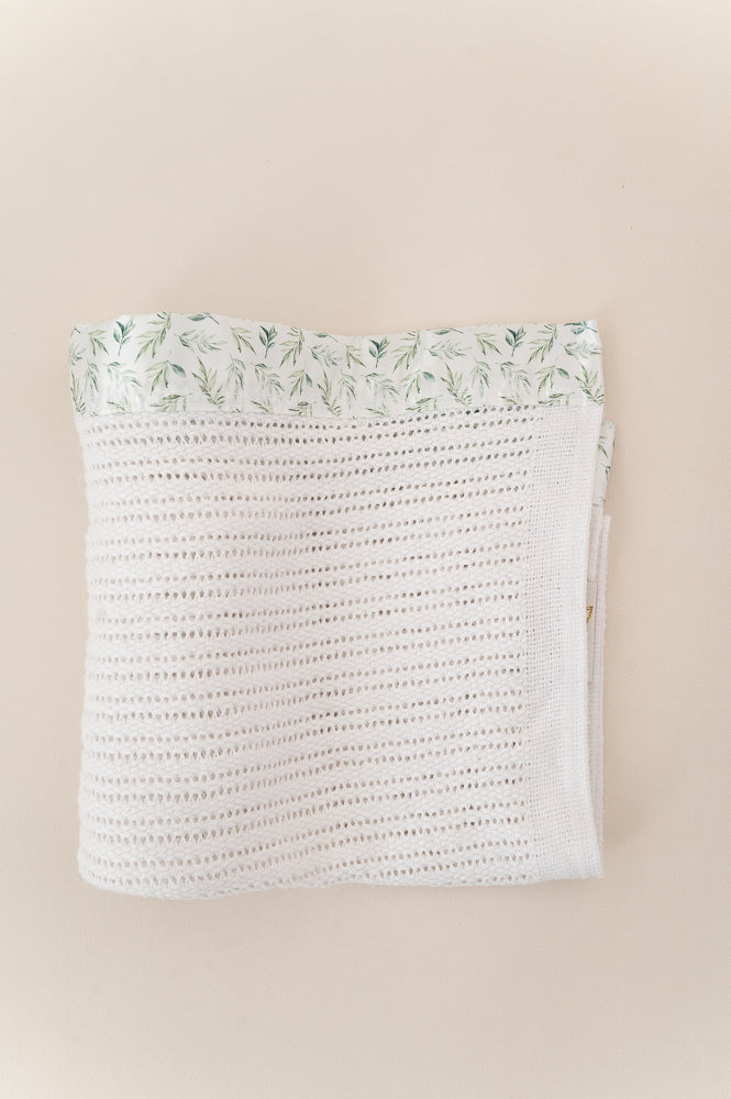 Cellular Baby Blanket - Linen Leaves