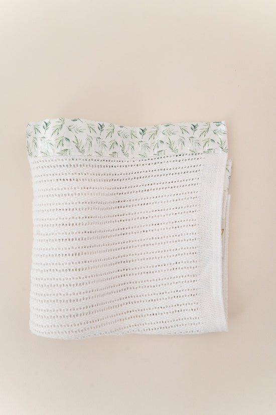 Cellular Baby Blanket - Linen Leaves
