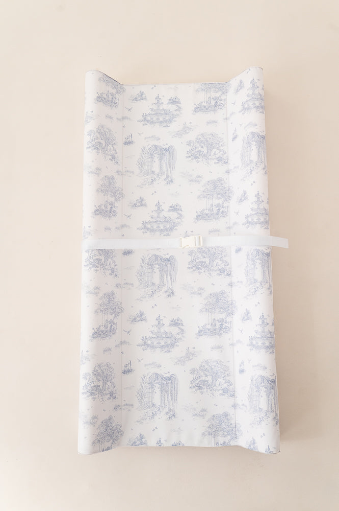 Spring Toile Blue Wipeable Contour Change Pad