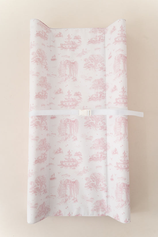 Spring Toile Pink Wipeable Contour Change Pad