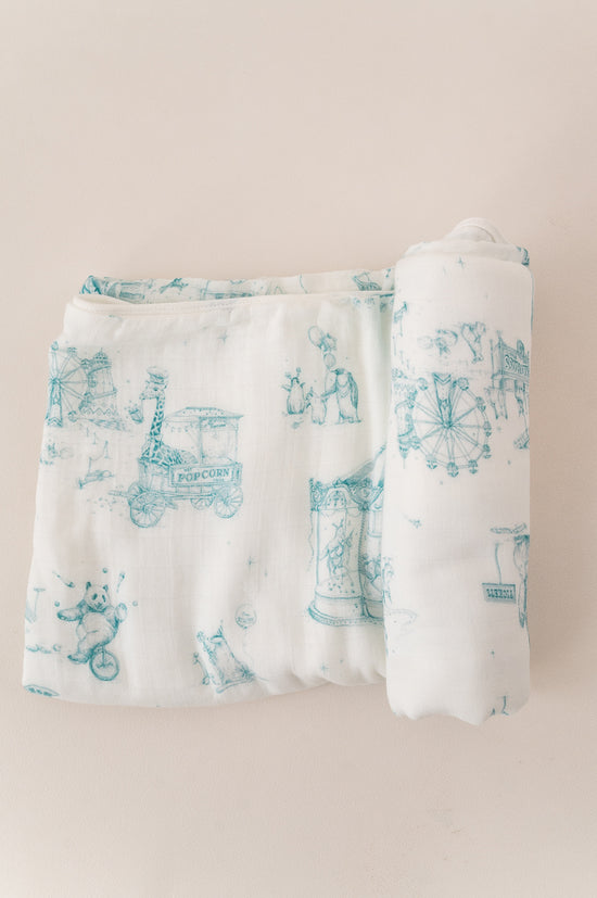 Circus Toile Bamboo Baby Blanket