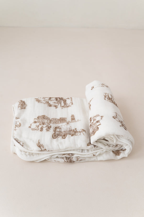 Western Toile Bamboo Baby Blanket