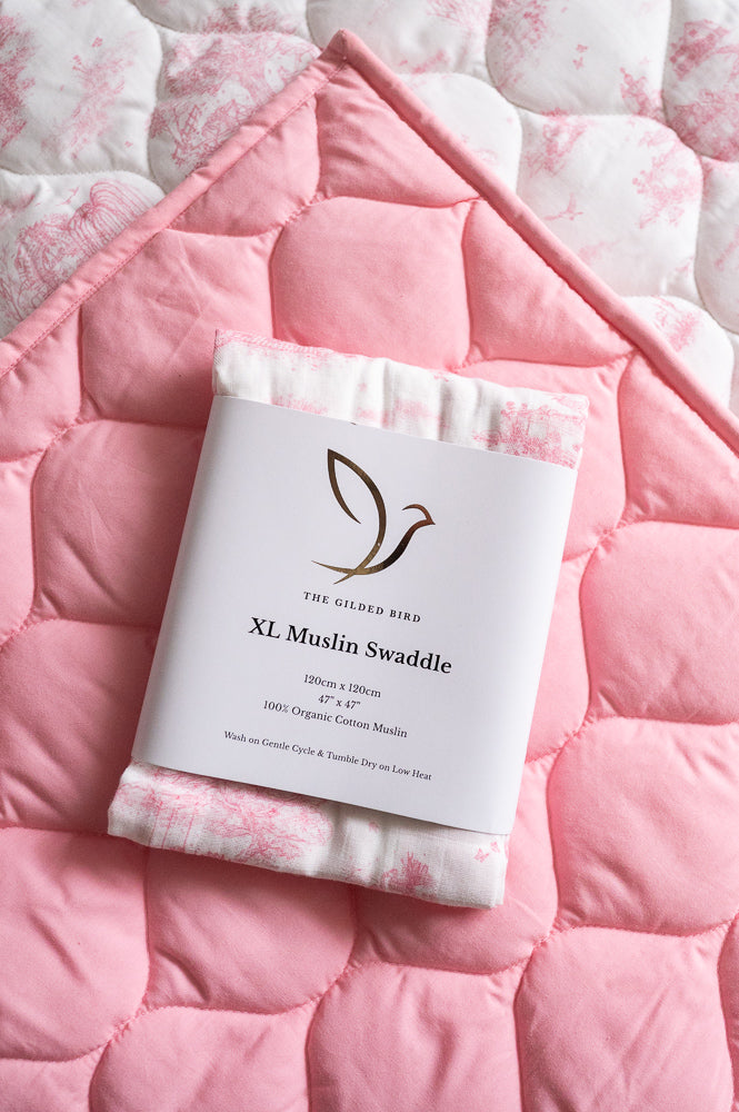 Spring Toile Pink X-Large Muslin Swaddle