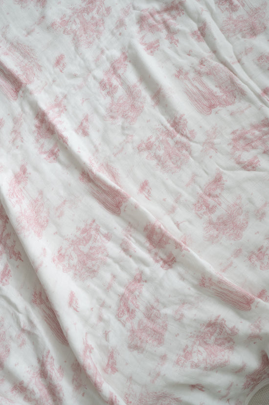 Spring Toile Pink Bamboo Baby Blanket