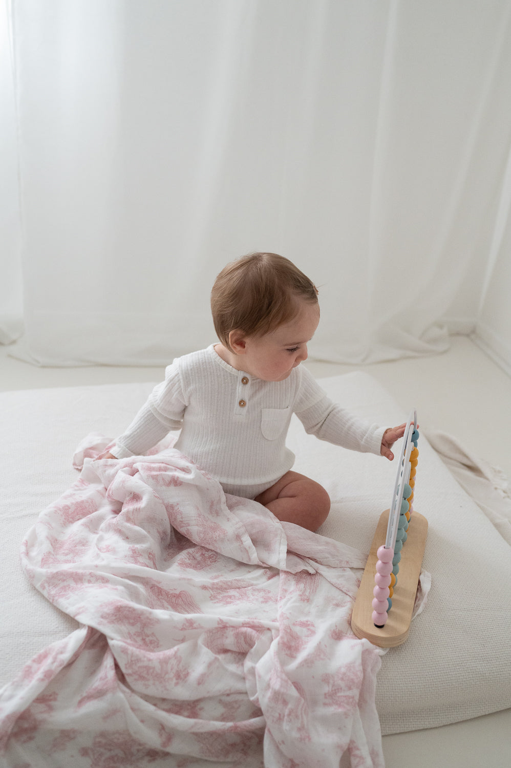 Spring Toile Pink X-Large Muslin Swaddle