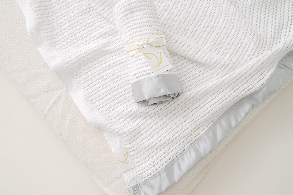 Cellular Baby Blanket - Grey Trim