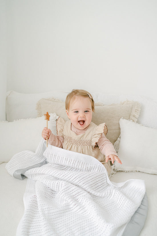 Cellular Baby Blanket - Grey Trim