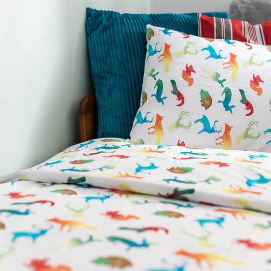 Colourful Animals Toddler Bed/Cotbed Duvet Cover and Pillow Case Set | The Gilded Bird | Toddler Duvet Sets | Buy Toddler Duvet Sets Online 