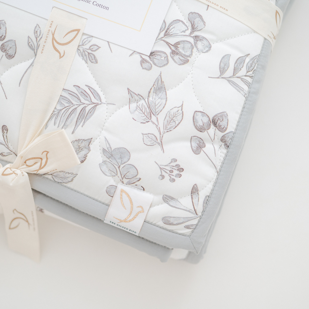 Lovely Leaves Grey Quilted Playmat