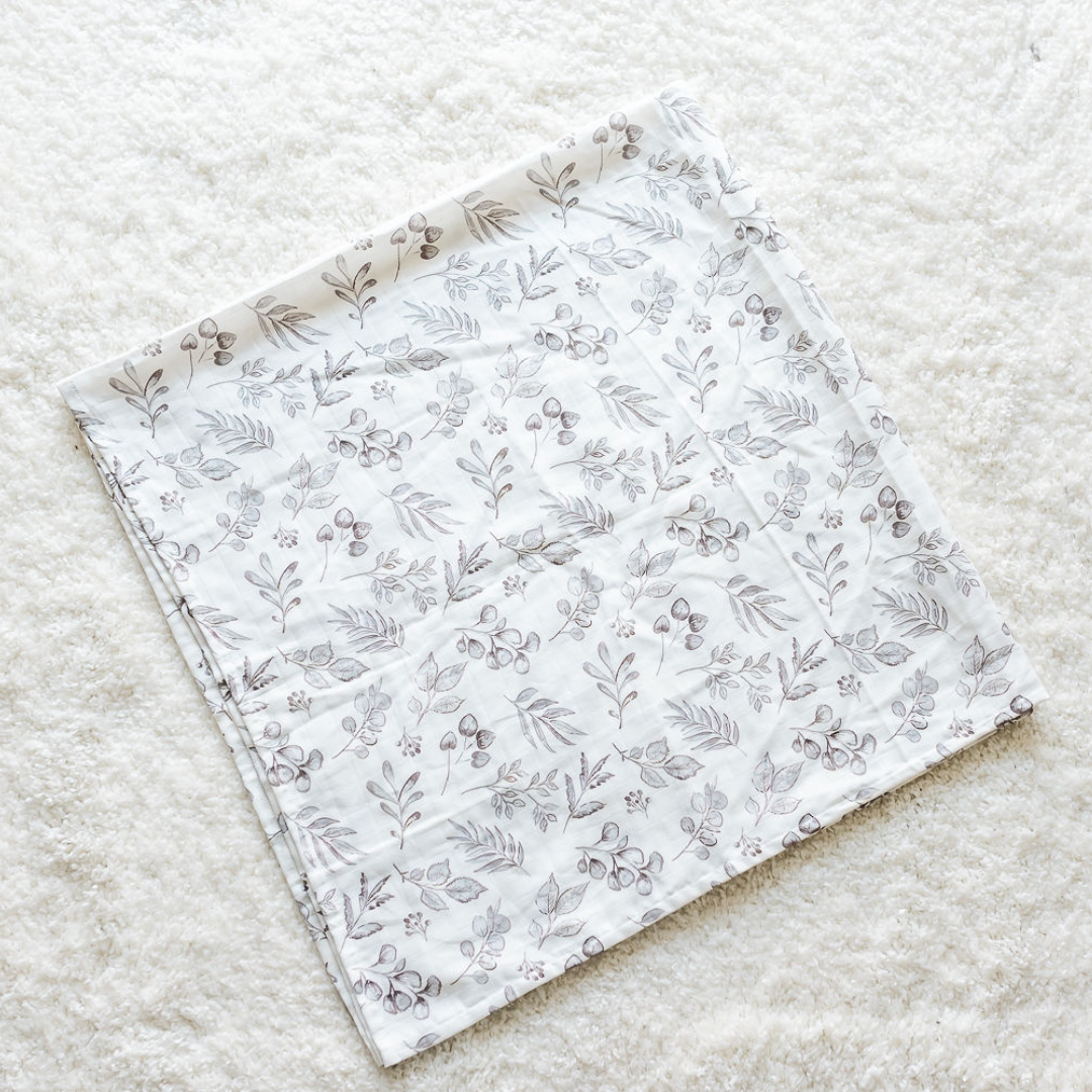 Load image into Gallery viewer, Lovely Leaves Grey X-Large Muslin Swaddle
