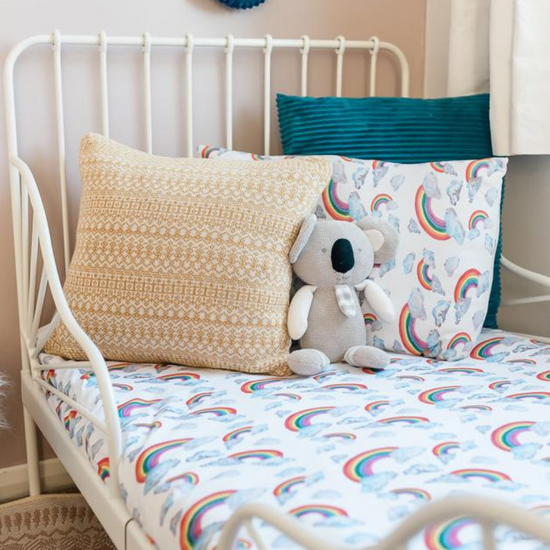 Rainbow on White Toddler Bed/Cotbed Duvet Cover and Pillow Case Set | The Gilded Bird | Toddler Duvet Sets | Buy Toddler Duvet Sets Online 