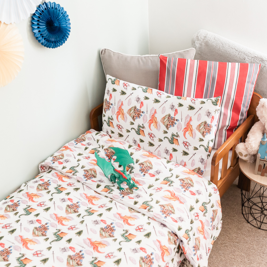 Dragon and Castle Toddler Bed Duvet Set The Gilded Bird The