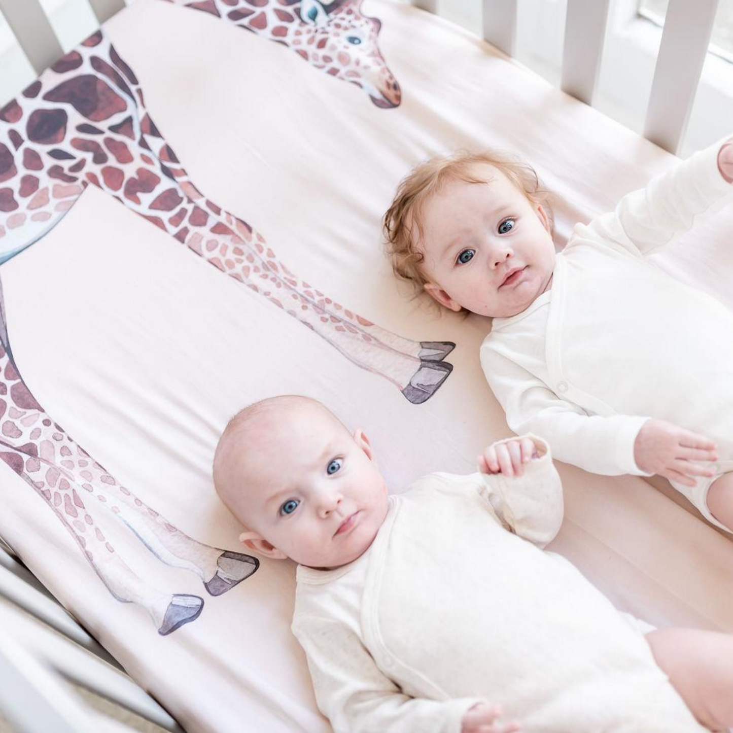 Giraffe print top crib sheet