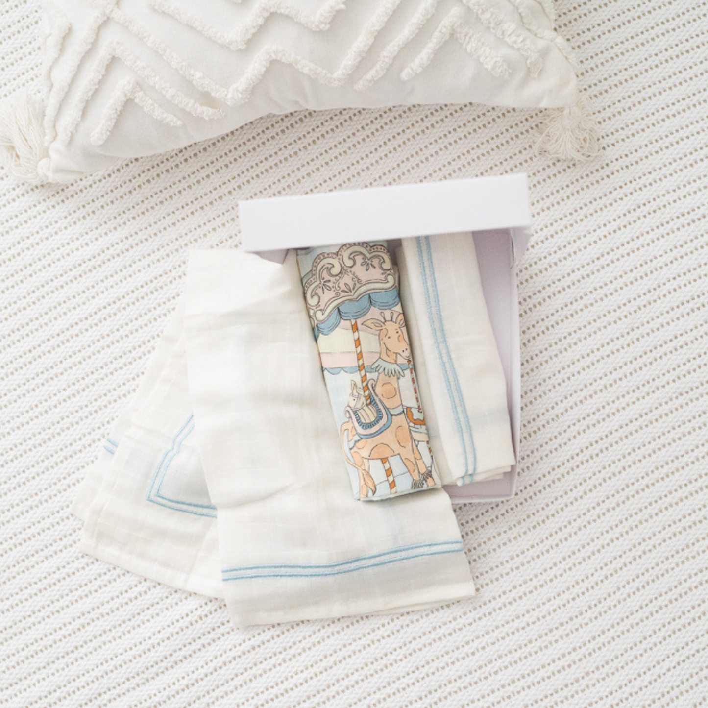 Carousel Blue Stripe Muslins (Set of 3)