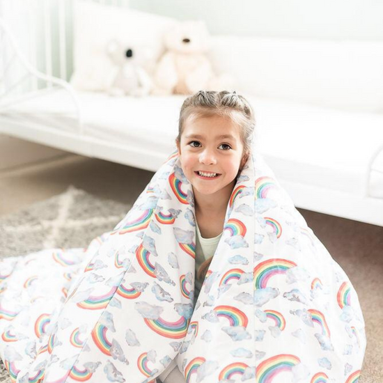 Load image into Gallery viewer, Rainbow on White Organic Cotton Toddler Duvet Cover and Pillow Case Set
