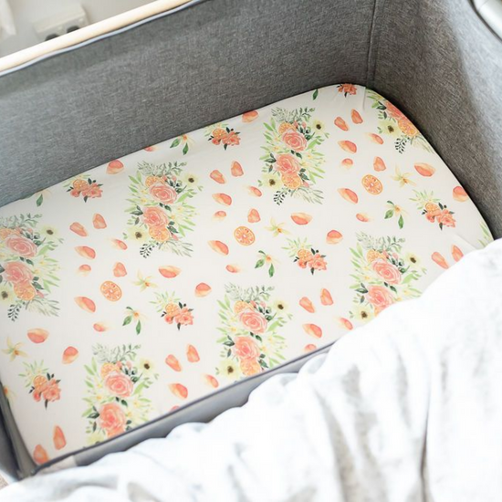 Orange Bloom Change Pad Covers/Bassinet Sheets