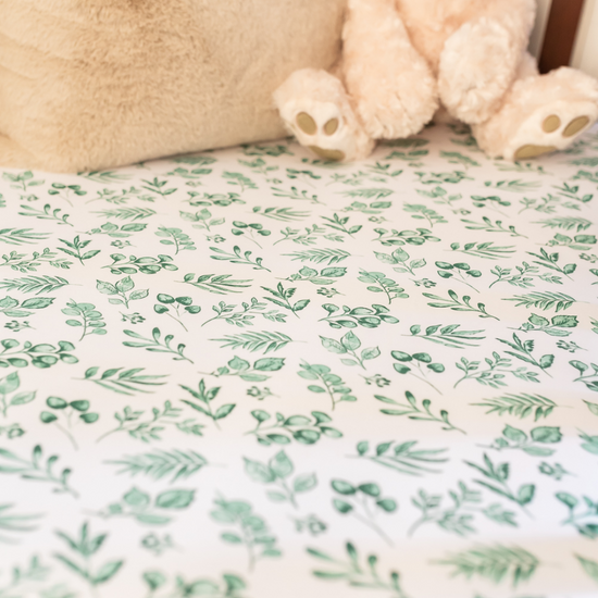 Lovely Leaves Green Fitted Cot Sheet The Gilded Bird The