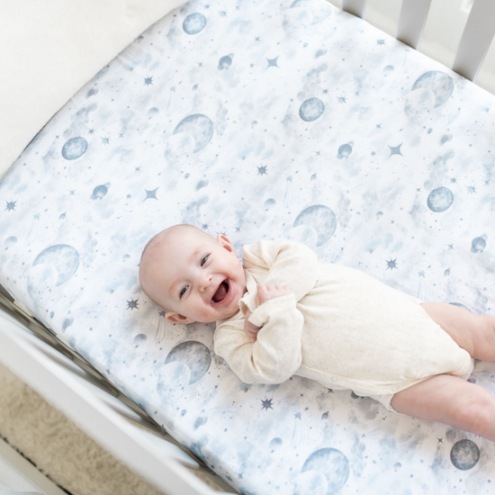 Night Sky Grey Fitted Crib Sheet