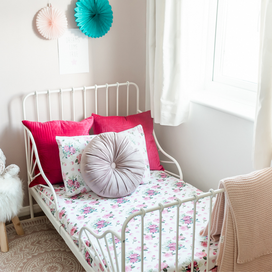 Pink Roses Toddler Bed/Cotbed Duvet Cover and Pillow Case Set | The Gilded Bird | Toddler Duvet Sets | Buy Toddler Duvet Sets Online 