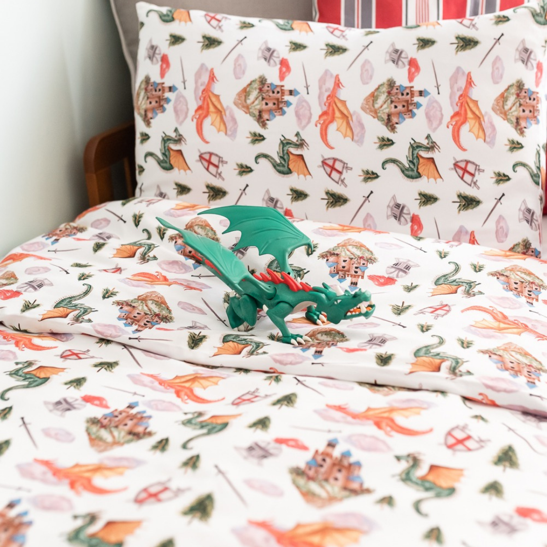 Dragon and Castle Toddler Bed/Cotbed Duvet Cover and Pillow Case Set | The Gilded Bird | Toddler Duvet Sets | Buy Toddler Duvet Sets Online 