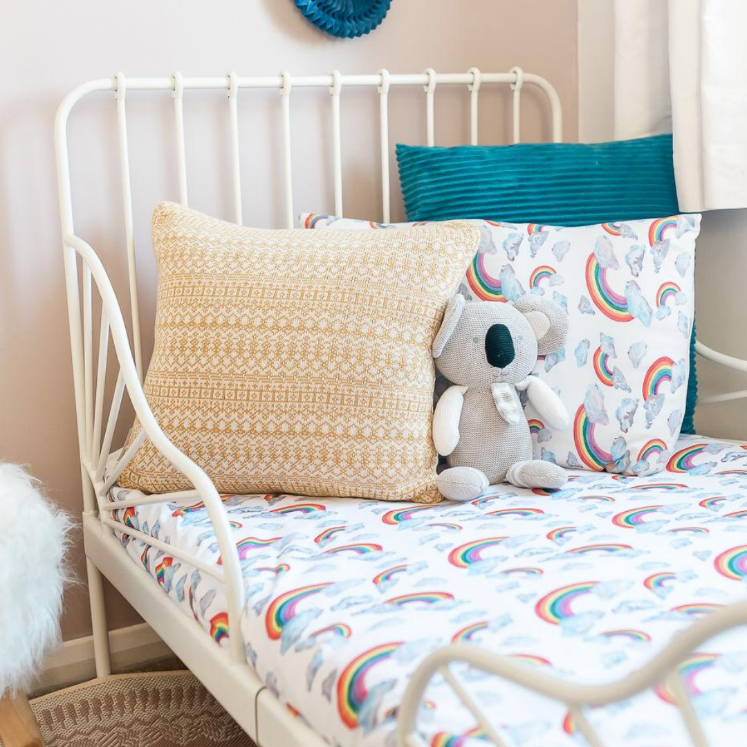 Rainbow on White Toddler Bed/Cotbed Duvet Cover and Pillow Case Set | The Gilded Bird | Toddler Duvet Sets | Buy Toddler Duvet Sets Online 