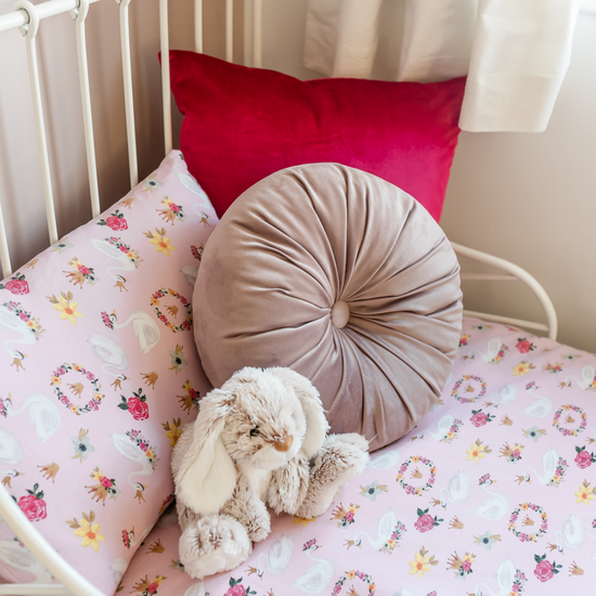 Swans on Pink Toddler Bed/Cotbed Duvet Cover and Pillow Case Set | The Gilded Bird | Toddler Duvet Sets | Buy Toddler Duvet Sets Online 