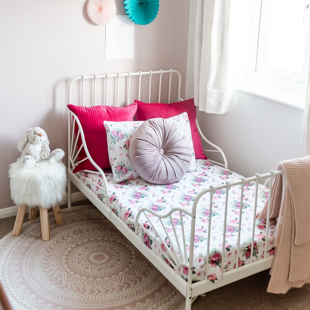 Pink Roses Toddler Bed/Cotbed Duvet Cover and Pillow Case Set | The Gilded Bird | Toddler Duvet Sets | Buy Toddler Duvet Sets Online 