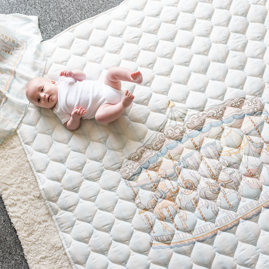 Carousel Blue Stripe Quilted Playmat