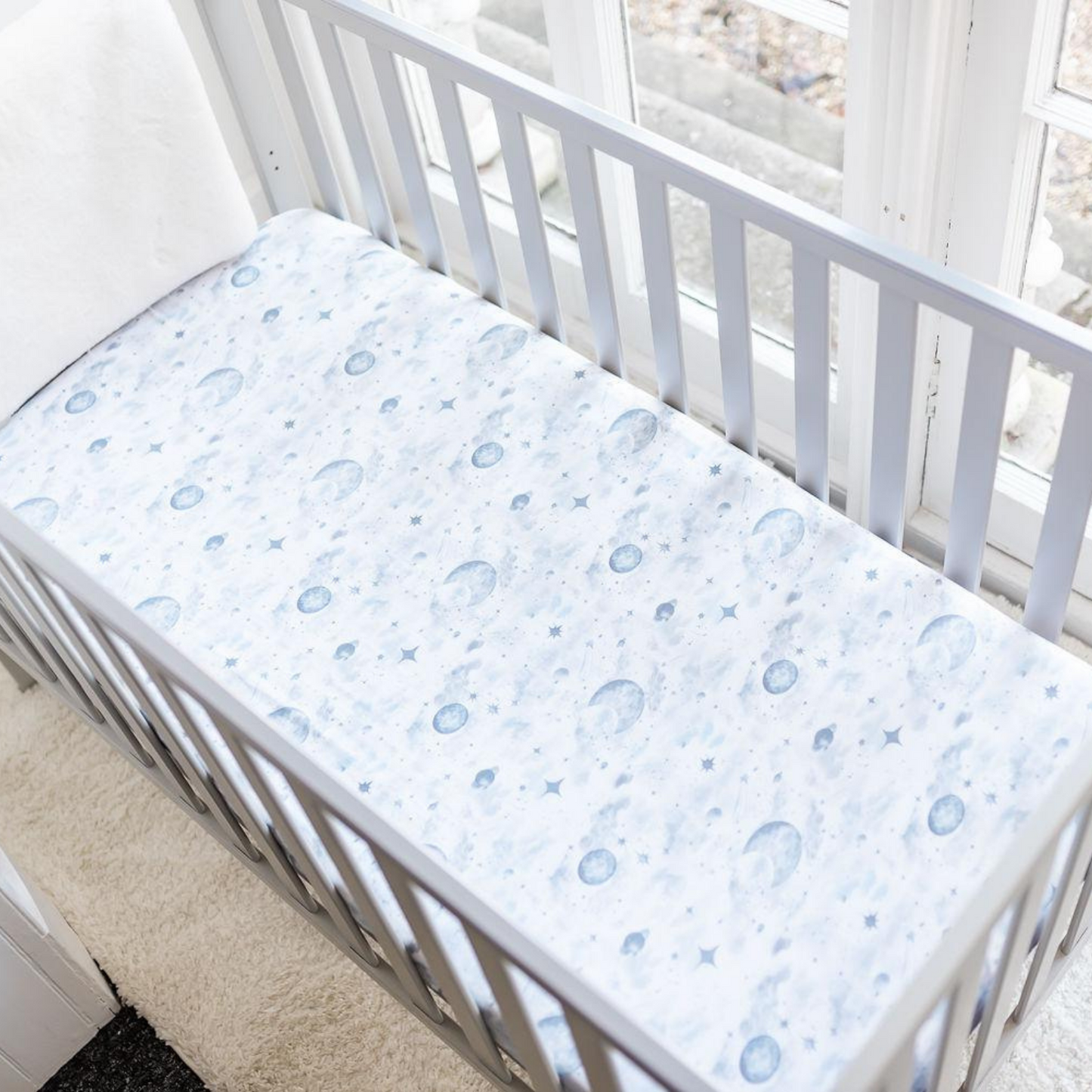 Grey fitted top cot sheet