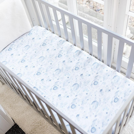 Night Sky Grey Fitted Crib Sheet