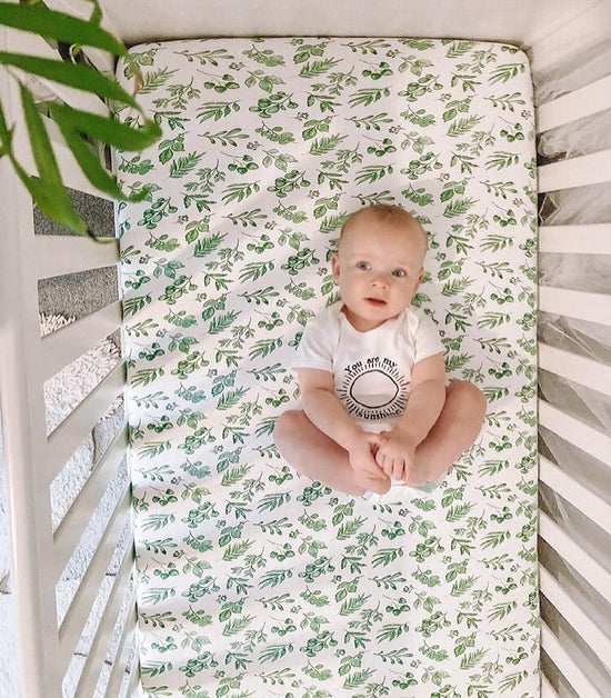 Lovely Leaves Green Fitted Crib Sheet