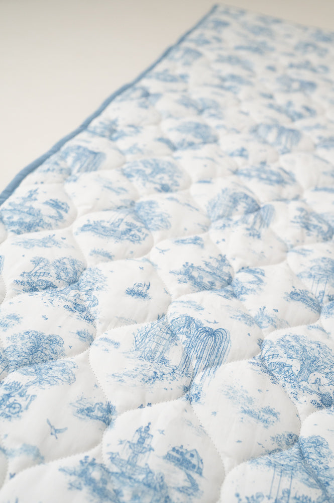 Spring Toile Spring Toile Blue Quilted Playmat - Organic Cotton Baby Playmat – The ...