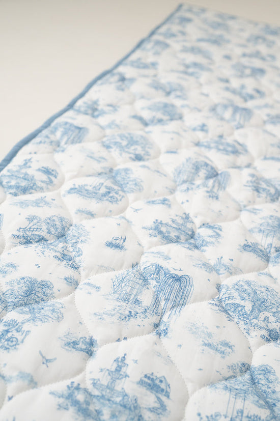 Load image into Gallery viewer, Spring Toile Blue Quilted Playmat
