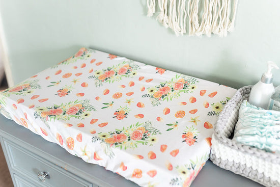 Orange Bloom Change Pad Covers/Bassinet Sheets